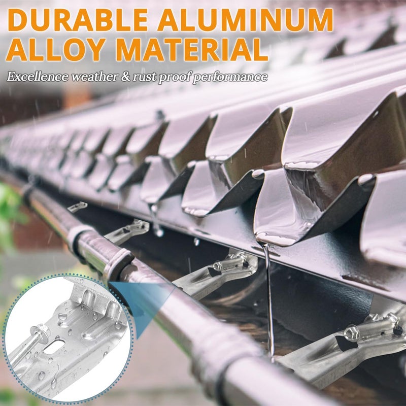 HIMIRICH 5 Inch Roofing Gutter Hangers, Quick Screw Hidden Gutter Support Brackets for Repairing Sagging 5 Inch K-Type Aluminum Gutters, Gutter Clips Comes with 1/4”Hex Drill Bit, 25 Pack - Image 5
